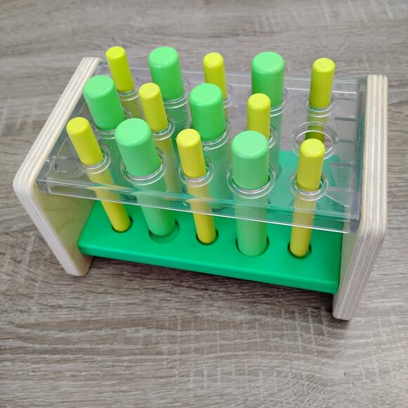 Lovevery Wooden Posting Stand Montessori Inspired Toy Green *Missing One Posts - Picture 4 of 7
